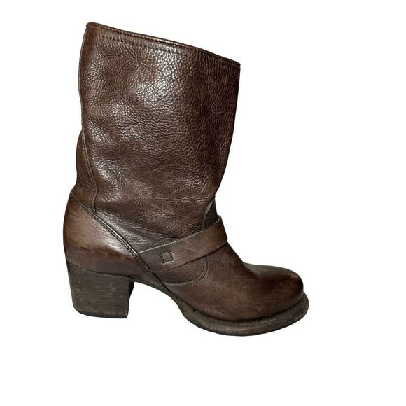 Frye 76295 Vera Short Engineer Motorcycle Brown Belted Leather Boots Womens 6 B - Picture 4 of 10